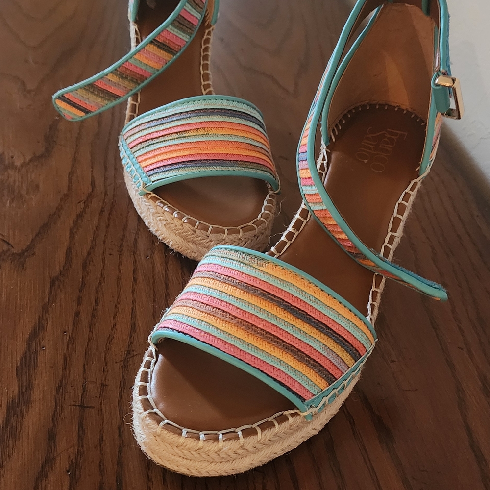 Franco Sarto Colorful Striped Espadrilles
